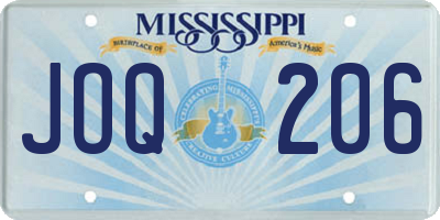 MS license plate JOQ206