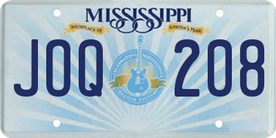 MS license plate JOQ208