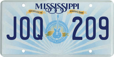MS license plate JOQ209
