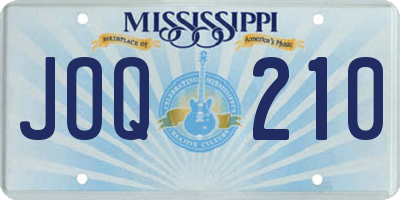 MS license plate JOQ210