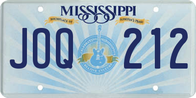 MS license plate JOQ212