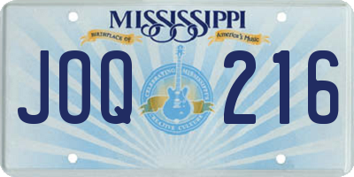 MS license plate JOQ216