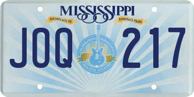 MS license plate JOQ217