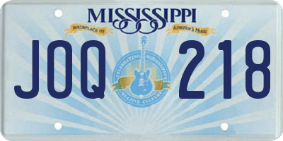 MS license plate JOQ218