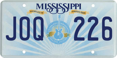MS license plate JOQ226