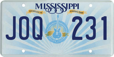MS license plate JOQ231