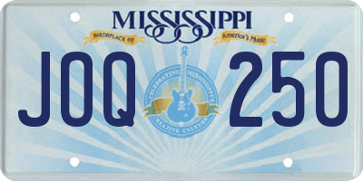MS license plate JOQ250