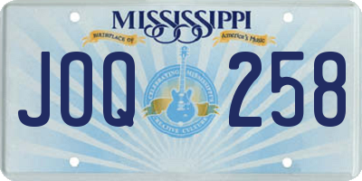 MS license plate JOQ258