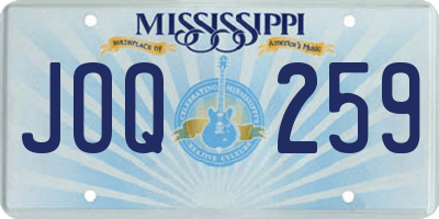 MS license plate JOQ259