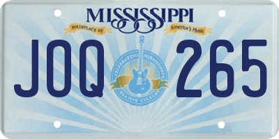 MS license plate JOQ265