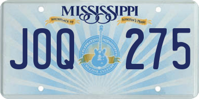 MS license plate JOQ275
