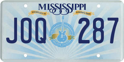 MS license plate JOQ287