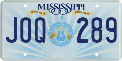MS license plate JOQ289