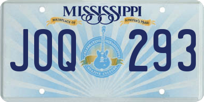 MS license plate JOQ293