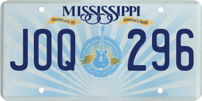 MS license plate JOQ296