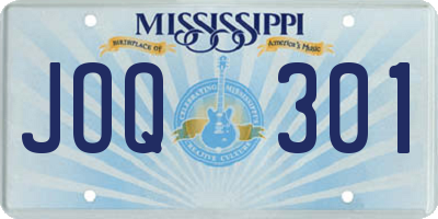 MS license plate JOQ301