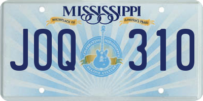 MS license plate JOQ310
