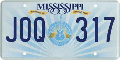 MS license plate JOQ317