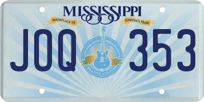 MS license plate JOQ353