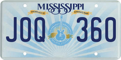 MS license plate JOQ360