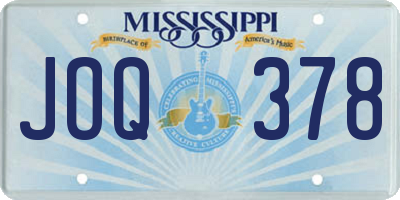 MS license plate JOQ378