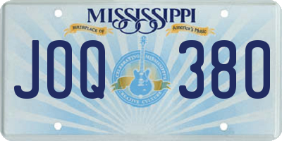 MS license plate JOQ380