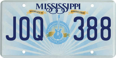 MS license plate JOQ388