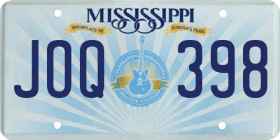 MS license plate JOQ398