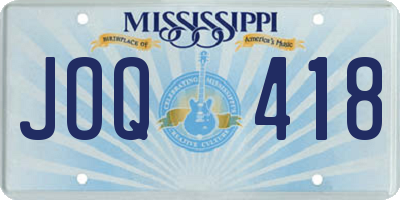 MS license plate JOQ418