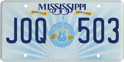 MS license plate JOQ503