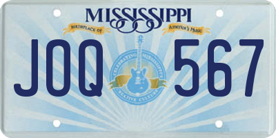 MS license plate JOQ567