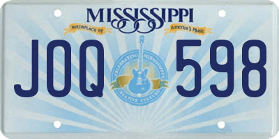 MS license plate JOQ598