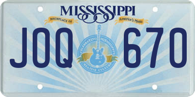 MS license plate JOQ670