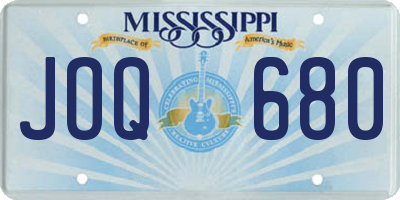 MS license plate JOQ680
