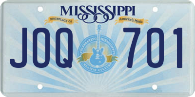 MS license plate JOQ701