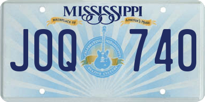 MS license plate JOQ740