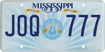 MS license plate JOQ777