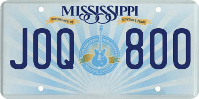 MS license plate JOQ800