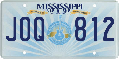 MS license plate JOQ812