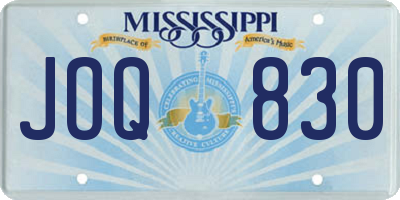 MS license plate JOQ830
