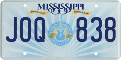 MS license plate JOQ838