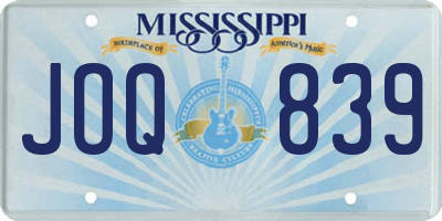 MS license plate JOQ839