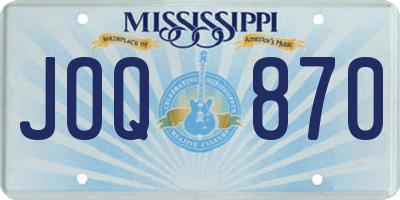 MS license plate JOQ870