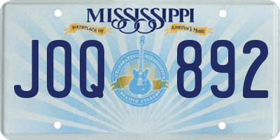 MS license plate JOQ892