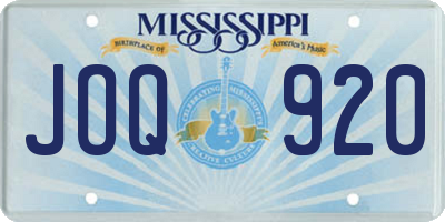 MS license plate JOQ920