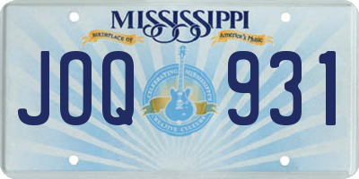 MS license plate JOQ931