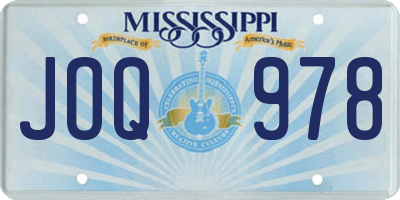 MS license plate JOQ978