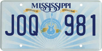 MS license plate JOQ981