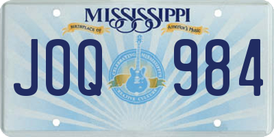 MS license plate JOQ984