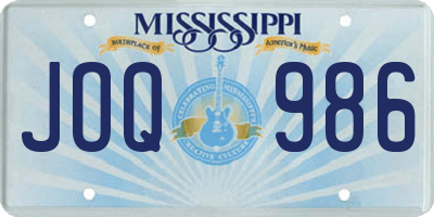 MS license plate JOQ986